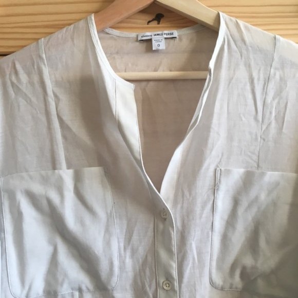 James Perse semi-sheer silk blend boxy relaxed fit oversized button down blouse - Picture 4 of 15